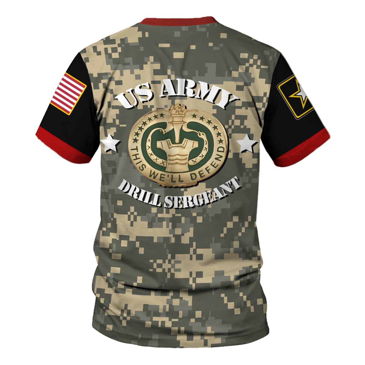 YMskins T-shirt WW1 US Army Uniform Army Drill Sergeant Badge Shield Army 3D Apparel
