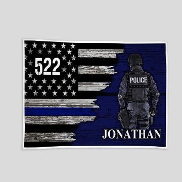 YMskins Blanket Personalized Custom Name Badge Number Police Officer