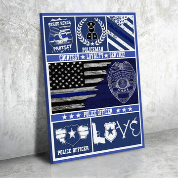 YMskins Custom Name Badge Number Police Officer Thin Blue Line American Flag Digital File/ Poster/ Canvas