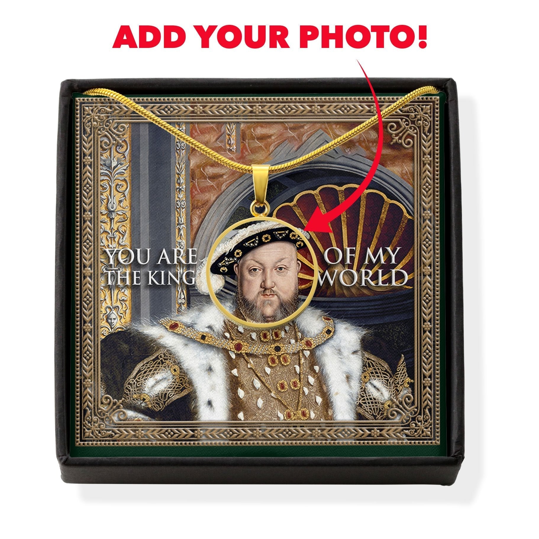 King Henry VIII Customized Photo Circle Pendant with POD Message Card
