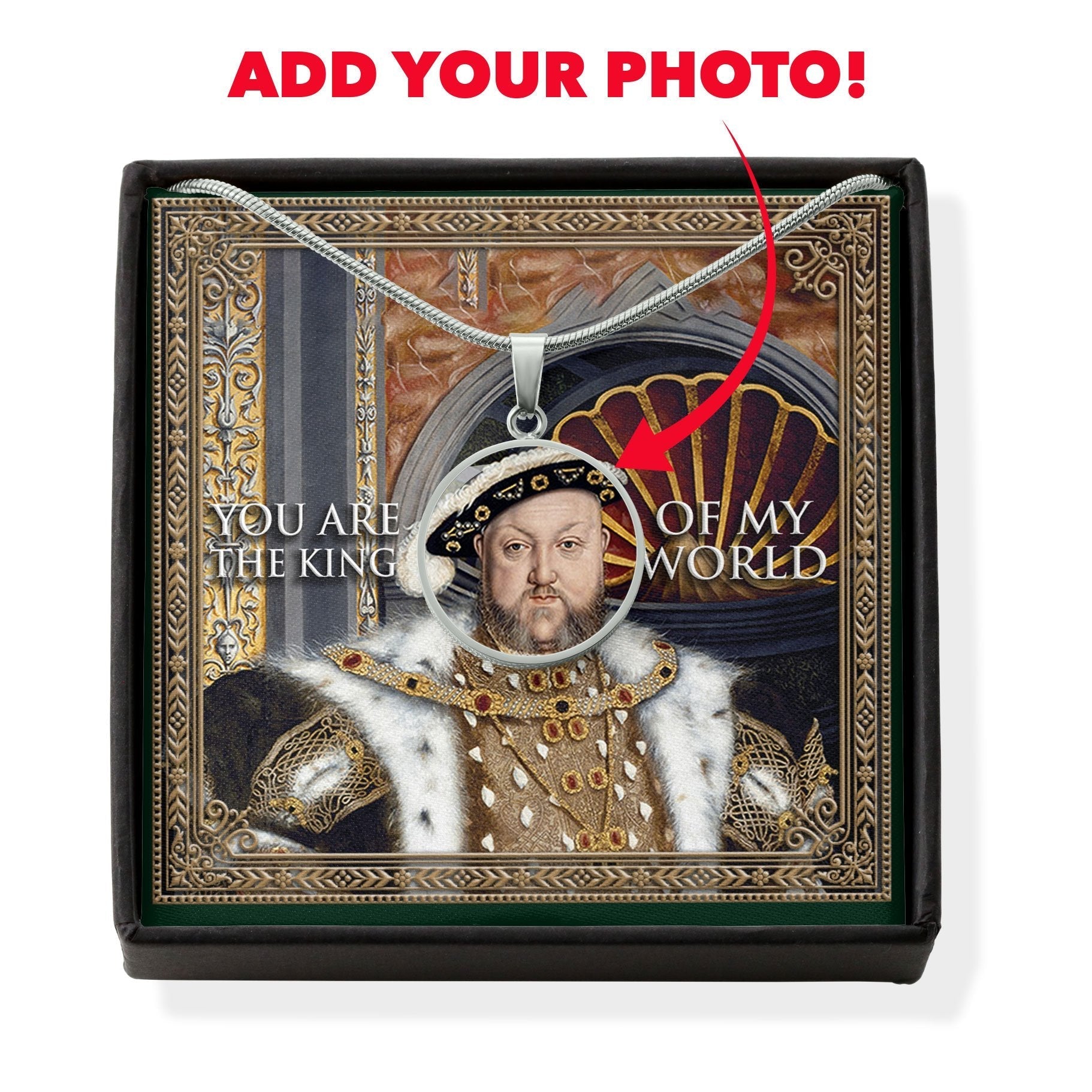 King Henry VIII Customized Photo Circle Pendant with POD Message Card