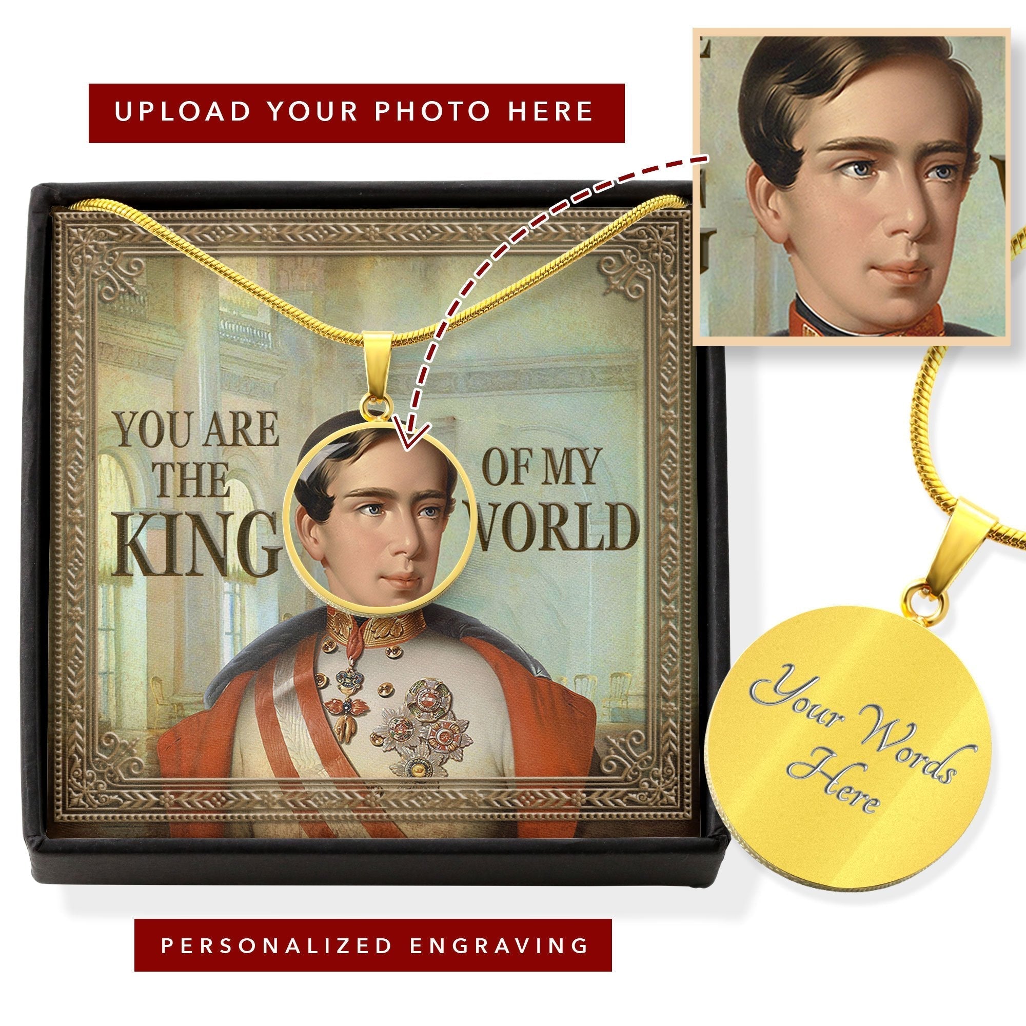 Emperor Franz-Joseph I - Austria Customized Photo Circle Pendant with POD Message Card