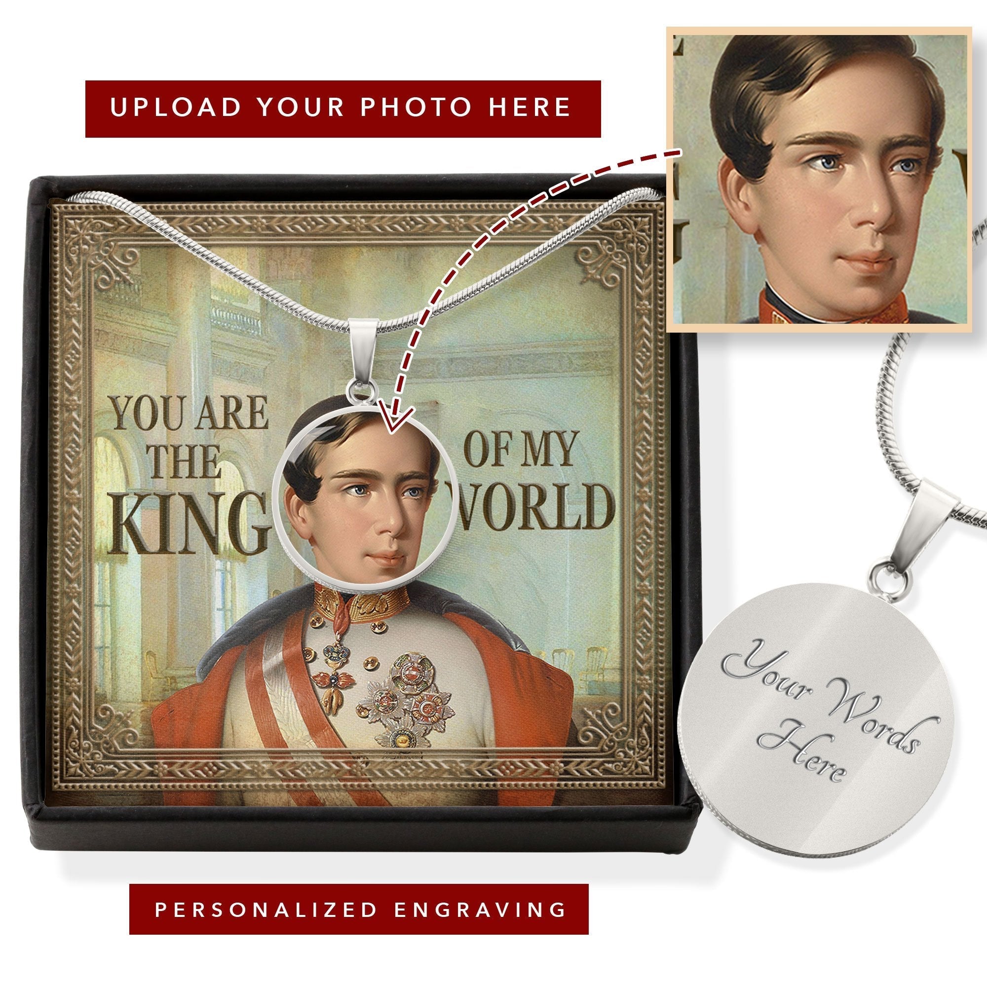 Emperor Franz-Joseph I - Austria Customized Photo Circle Pendant with POD Message Card