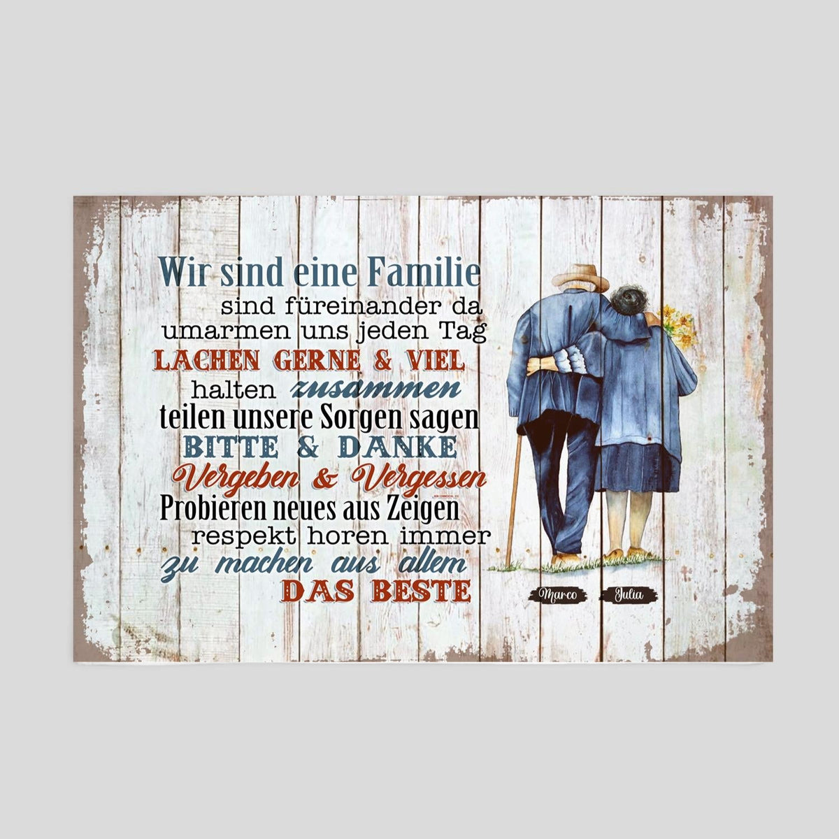 Customized Wall Art Bild Planken-Schild - Familienregeln