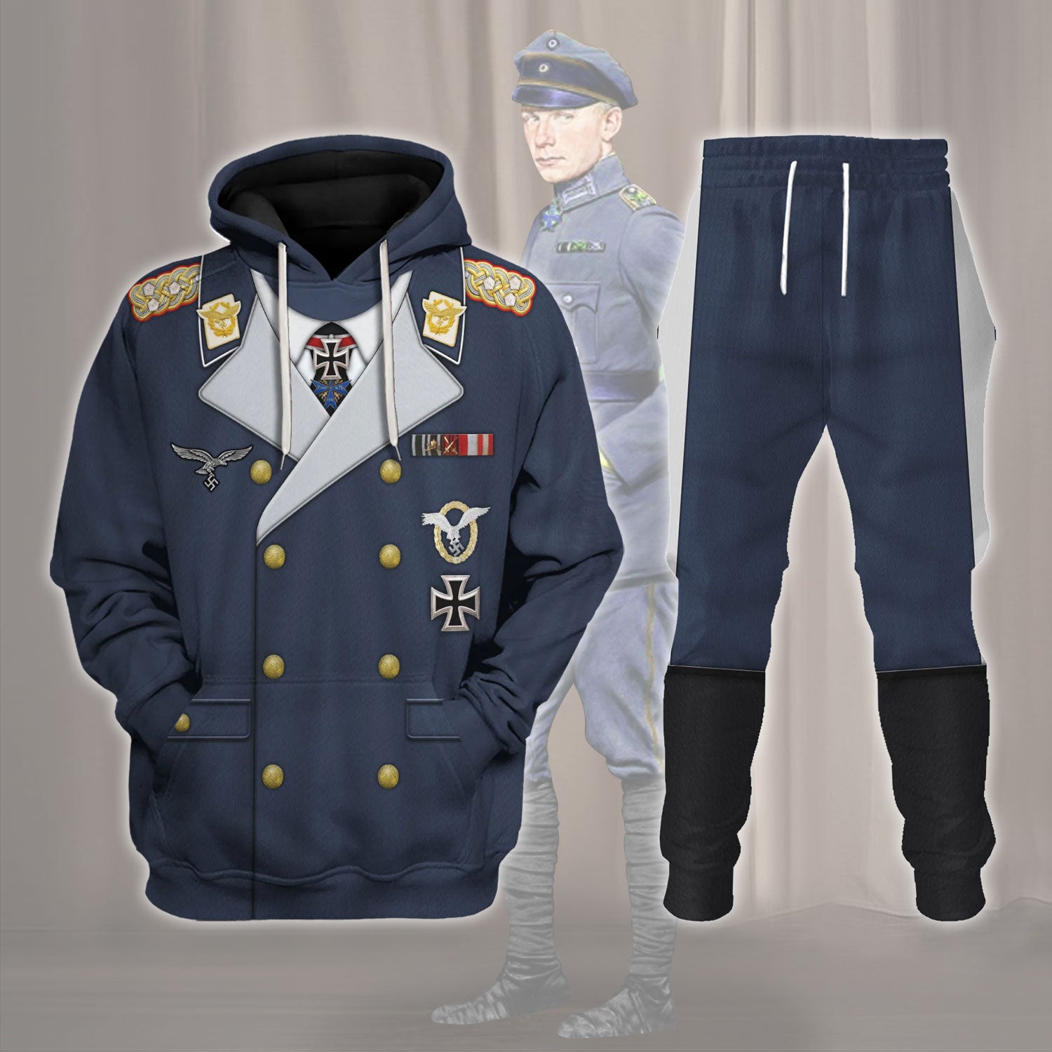 YMskins Ernst Udet German Pilot WWI WWII Costume Hoodie Sweatshirt T-Shirt Tracksuit