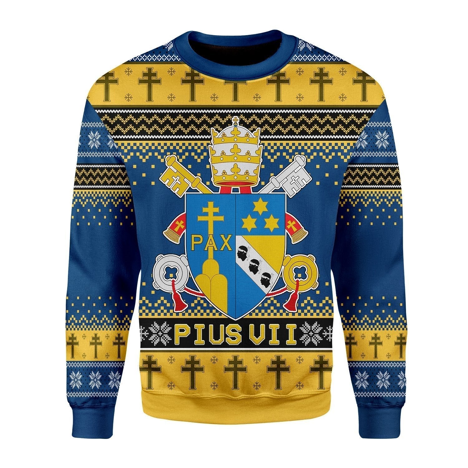 Gearhomies Christmas Unisex Sweater Pius VII Coat of Arms 3D Apparel