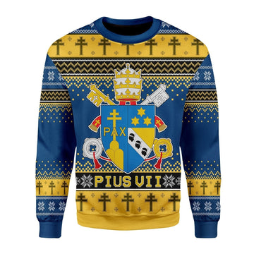 Gearhomies Christmas Unisex Sweater Pius VII Coat of Arms 3D Apparel