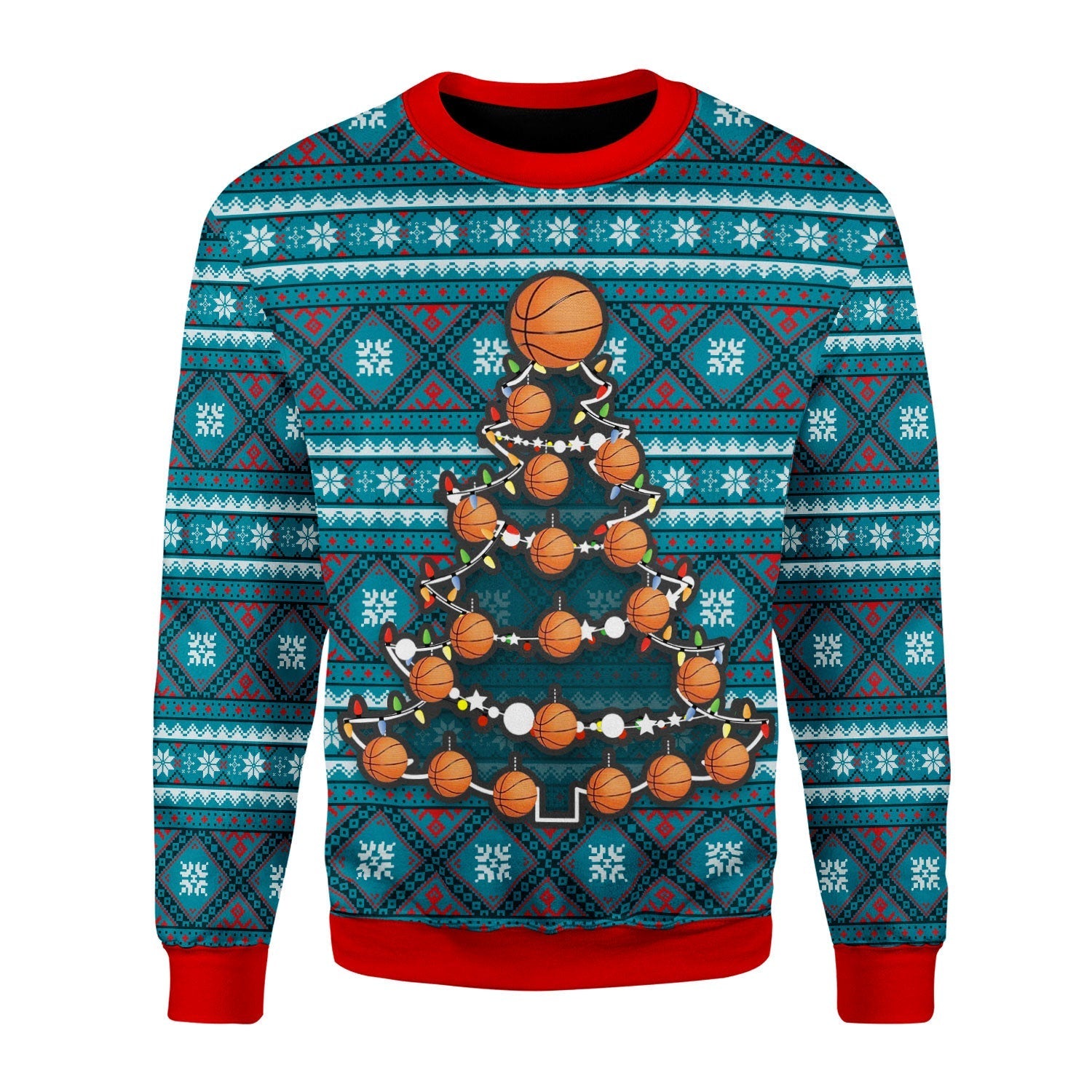 YMskins Christmas Sweater Basketball Christmas Tree 3D Apparel