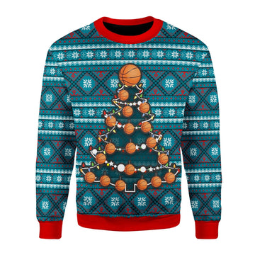 YMskins Christmas Sweater Basketball Christmas Tree 3D Apparel