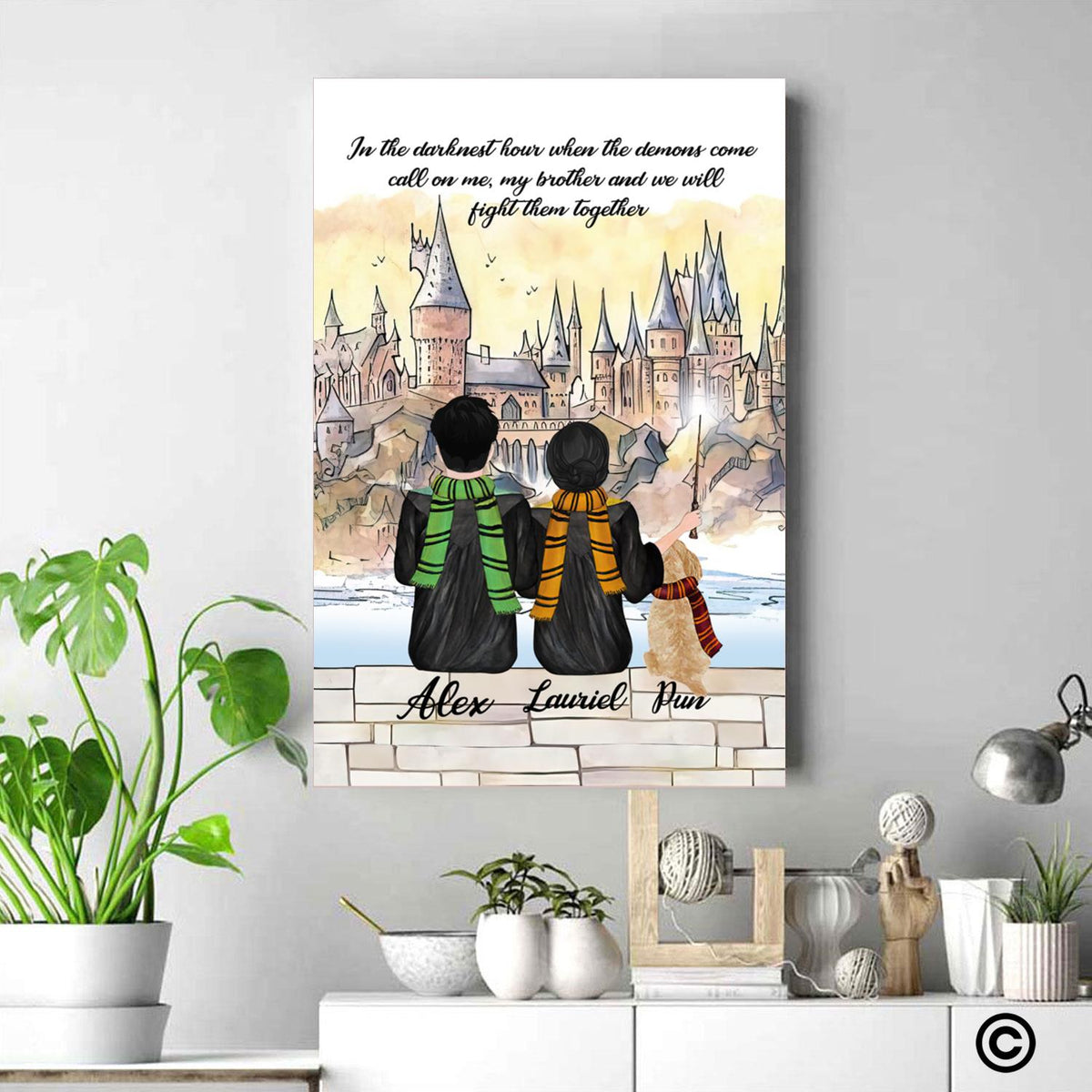 G1198- In the darkest hour when the demons come call on me brother and we will fight them together Gift For Friends Canvas
