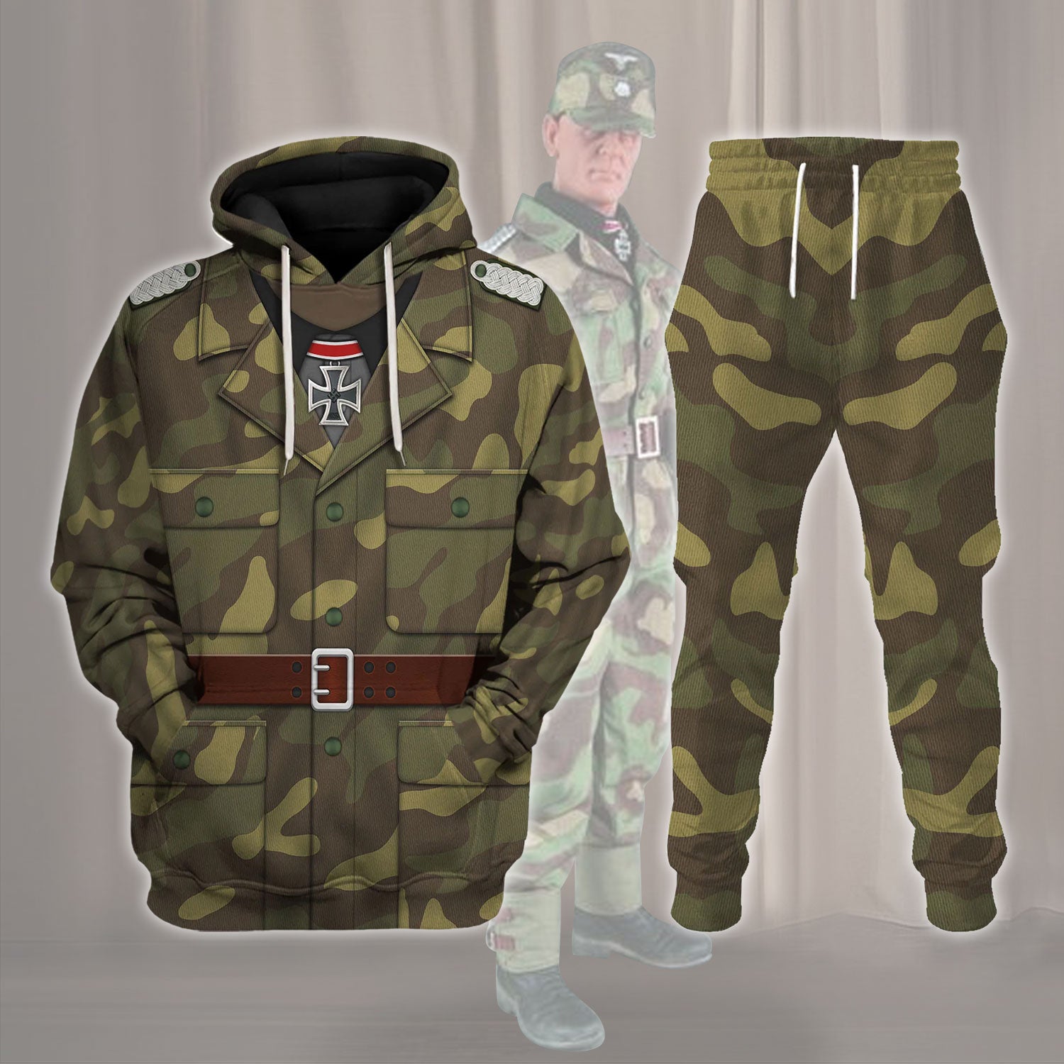 YMskins German SS Italian Camo M40 World War II Costume Hoodie Sweatshirt T-Shirt Tracksuit