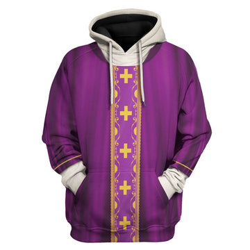 Tracksuit Tops Pullover Sweatshirt Pope Francis Purple Liturgical Vestment 3D Apparel