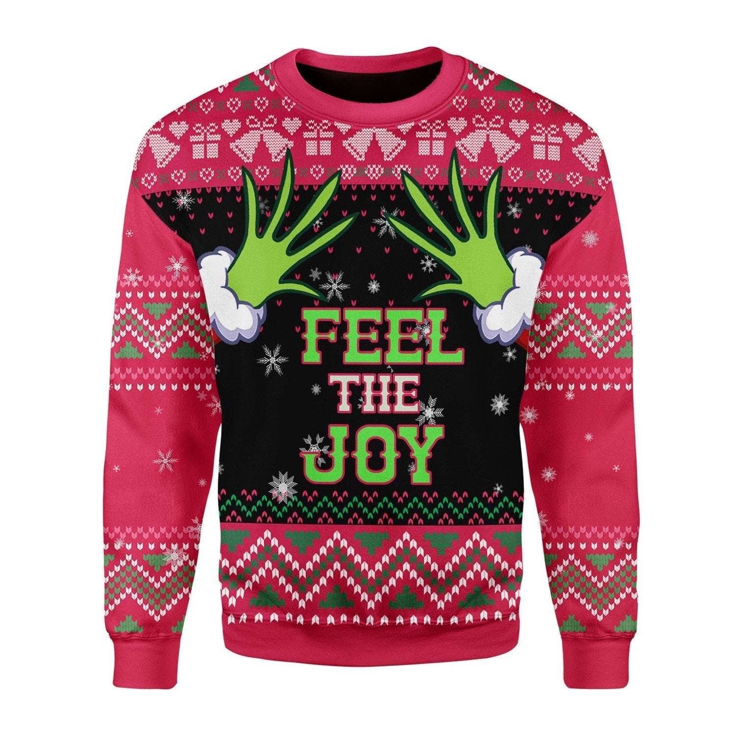 YMskins Christmas Sweater Feel The Joy Grinch 3D Apparel