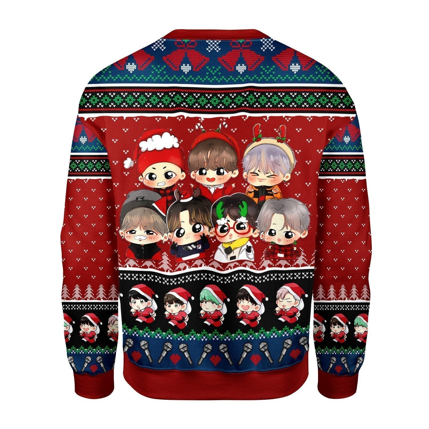 Gearhomies Christmas Unisex Sweater BTS Band Ugly Christmas 3D Apparel