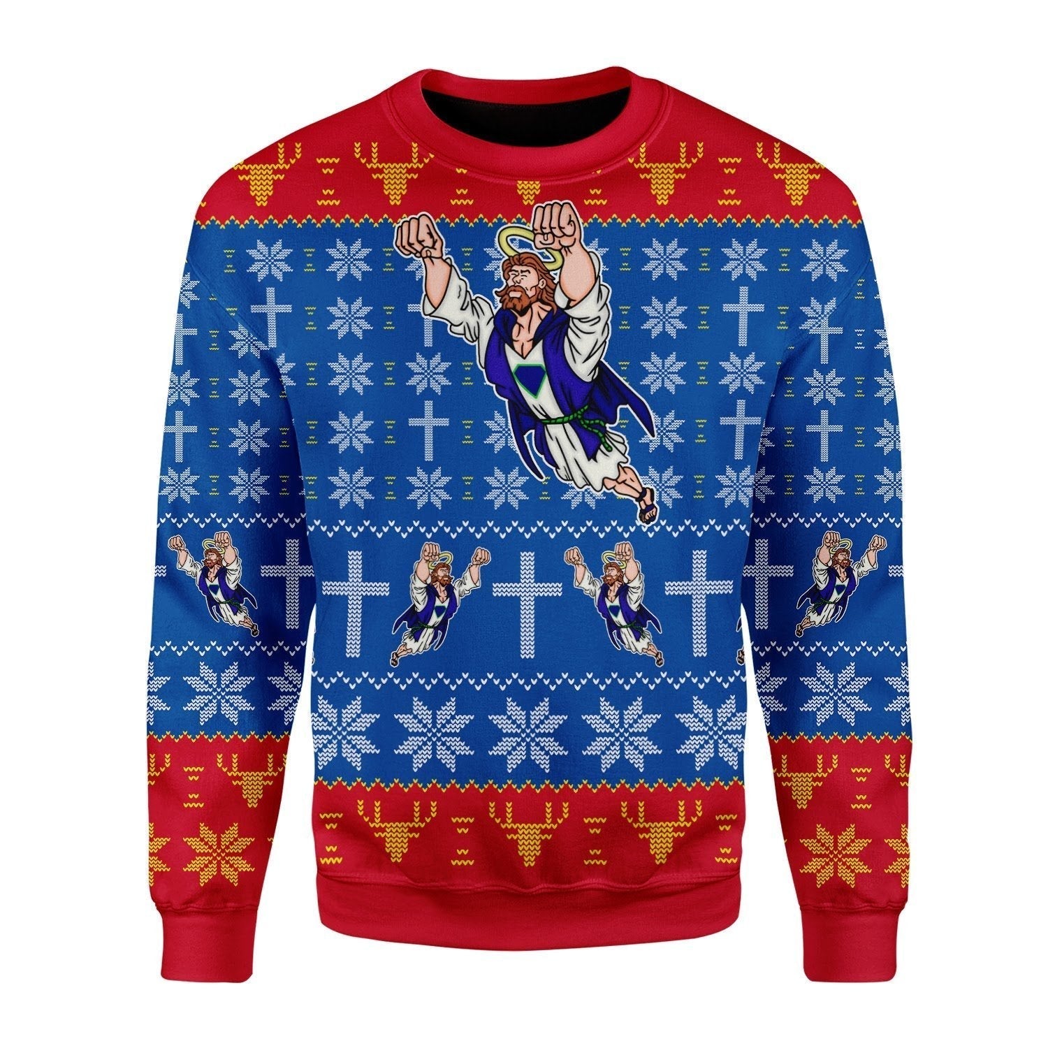 Gearhomies Christmas Unisex Sweater Super Jesus Christmas 3D Apparel