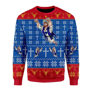Gearhomies Christmas Unisex Sweater Super Jesus Christmas 3D Apparel