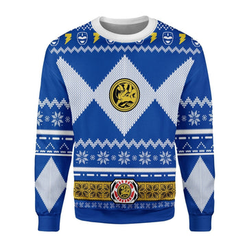 Gearhomies Christmas Unisex Sweater Blue Power Ranger 3D Apparel