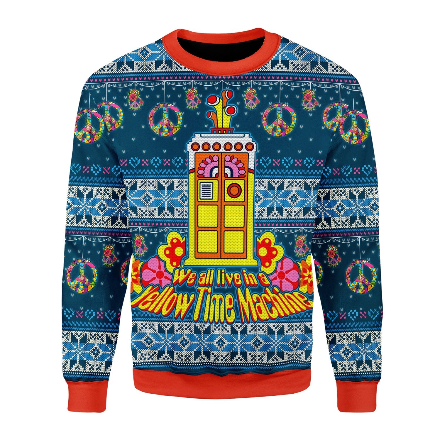 YMskins Christmas Sweater We All Live In A Yellow Time Machine 3D Apparel