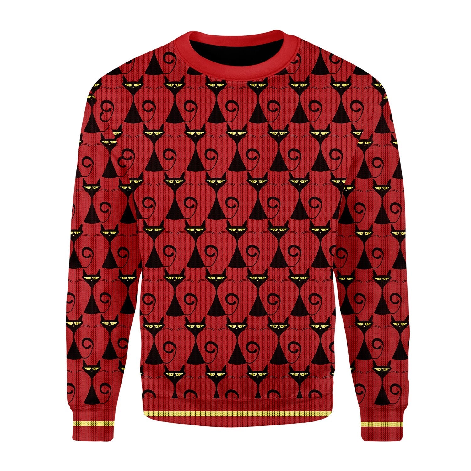 YMskins Christmas Sweater Black Cat 3D Apparel
