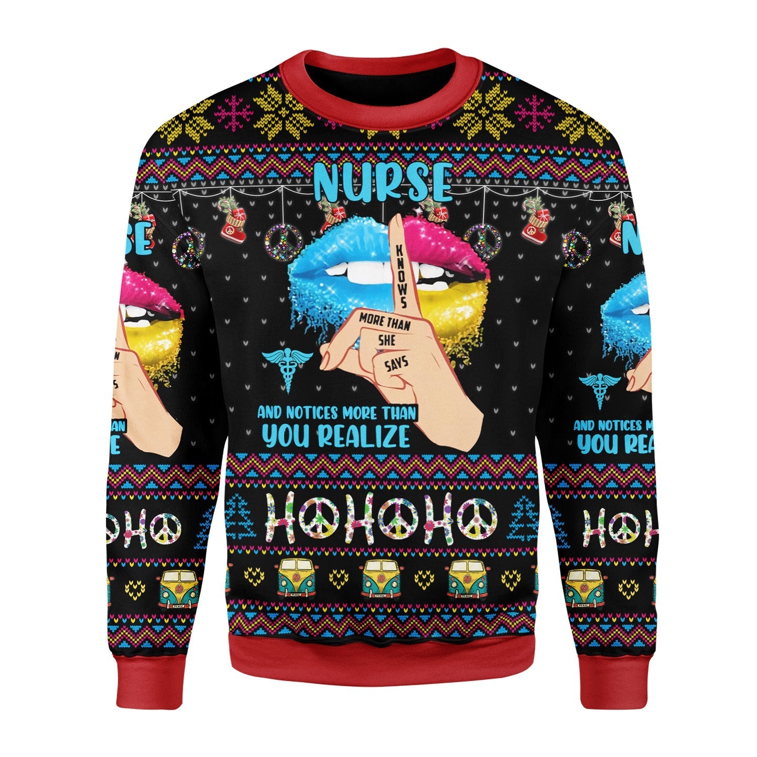 YMskins Christmas Sweater Nurse Life Hippie 3D Apparel