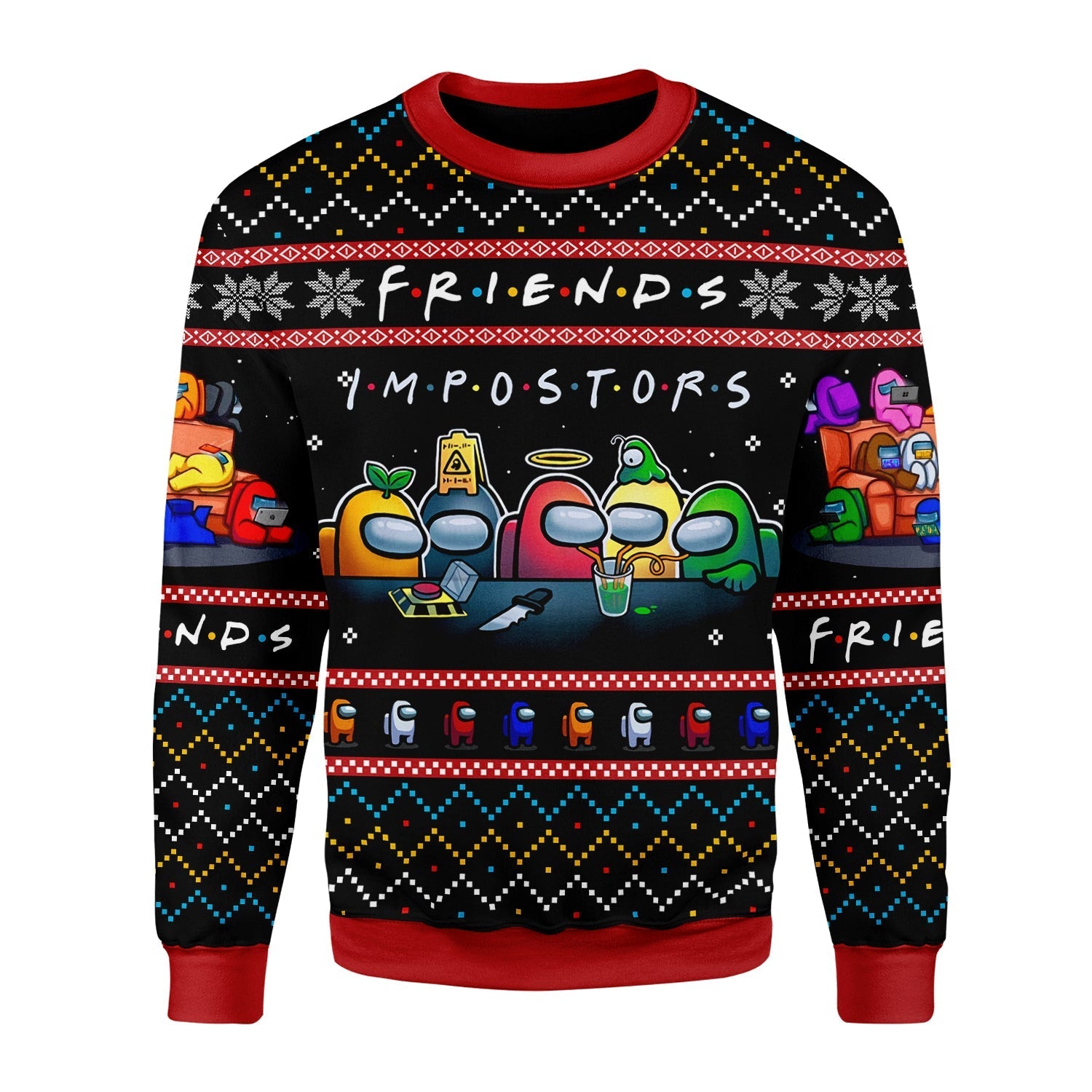 YMskins Christmas Sweater Among Us Imposter Friends 3D Apparel