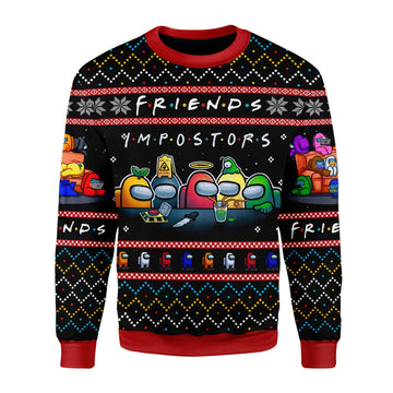YMskins Christmas Sweater Among Us Imposter Friends 3D Apparel