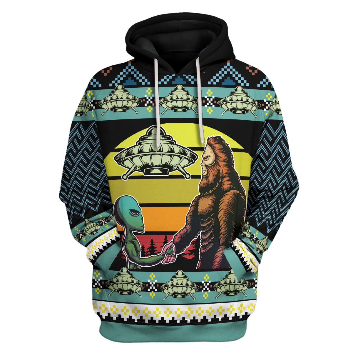 YMskins Unisex Hoodie Holographic Alien & Sasquatch But Stuff 3D Apparel