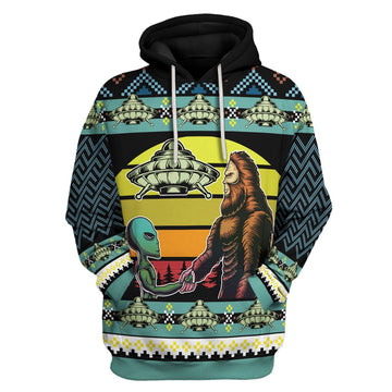 YMskins Tops Pullover Sweatshirt Holographic Alien & Sasquatch But Stuff 3D Apparel