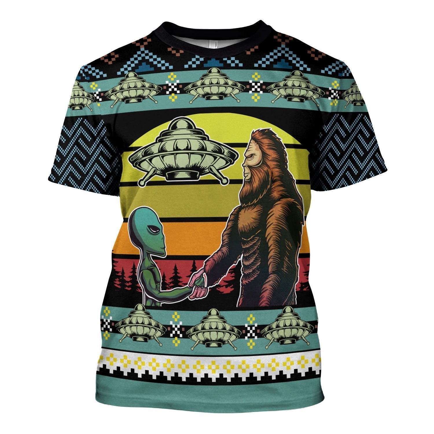 YMskins Tops Pullover Sweatshirt Holographic Alien & Sasquatch But Stuff 3D Apparel