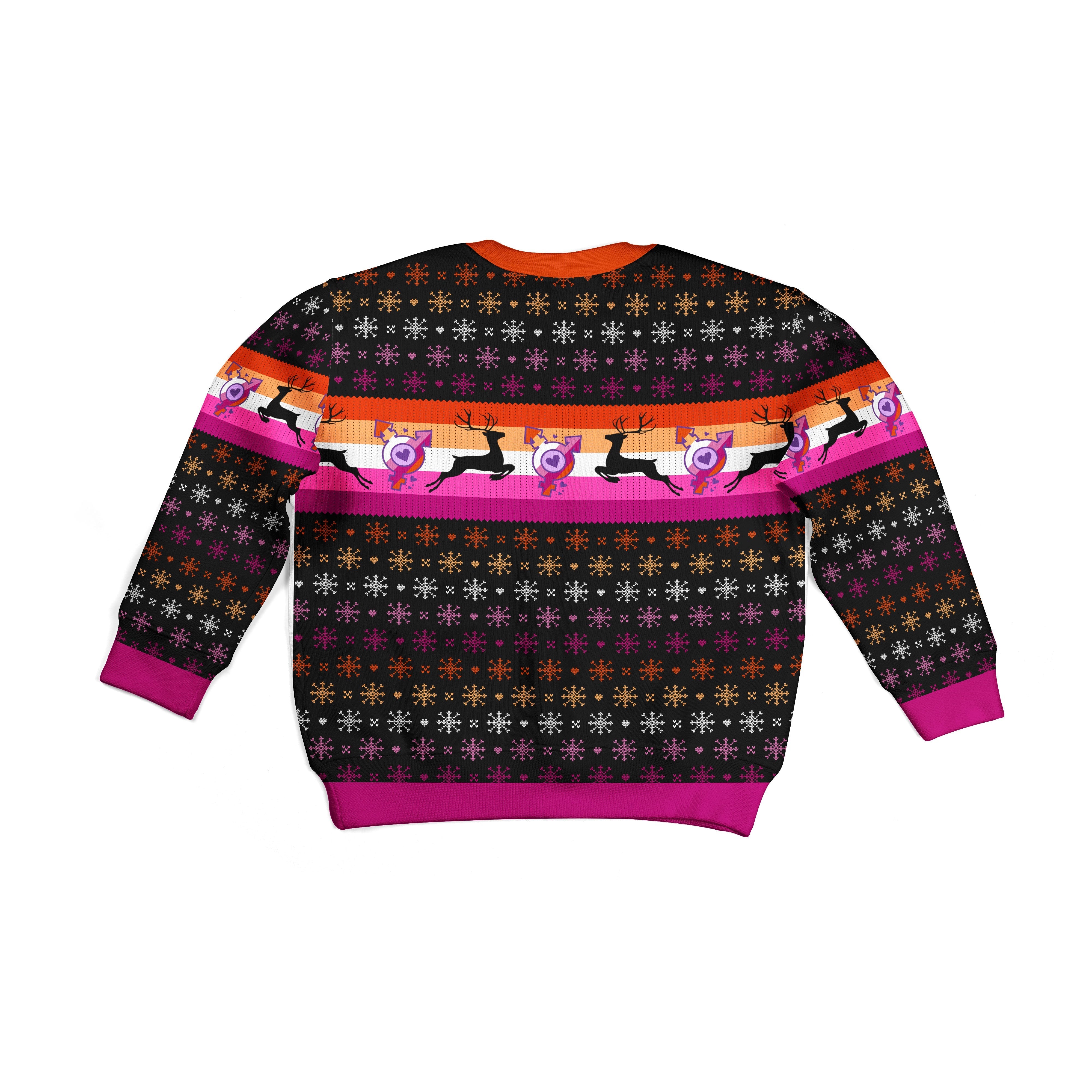 YMskins Kid Christmas Sweater Lesbian Flag 3D Apparel