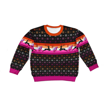 YMskins Kid Christmas Sweater Lesbian Flag 3D Apparel