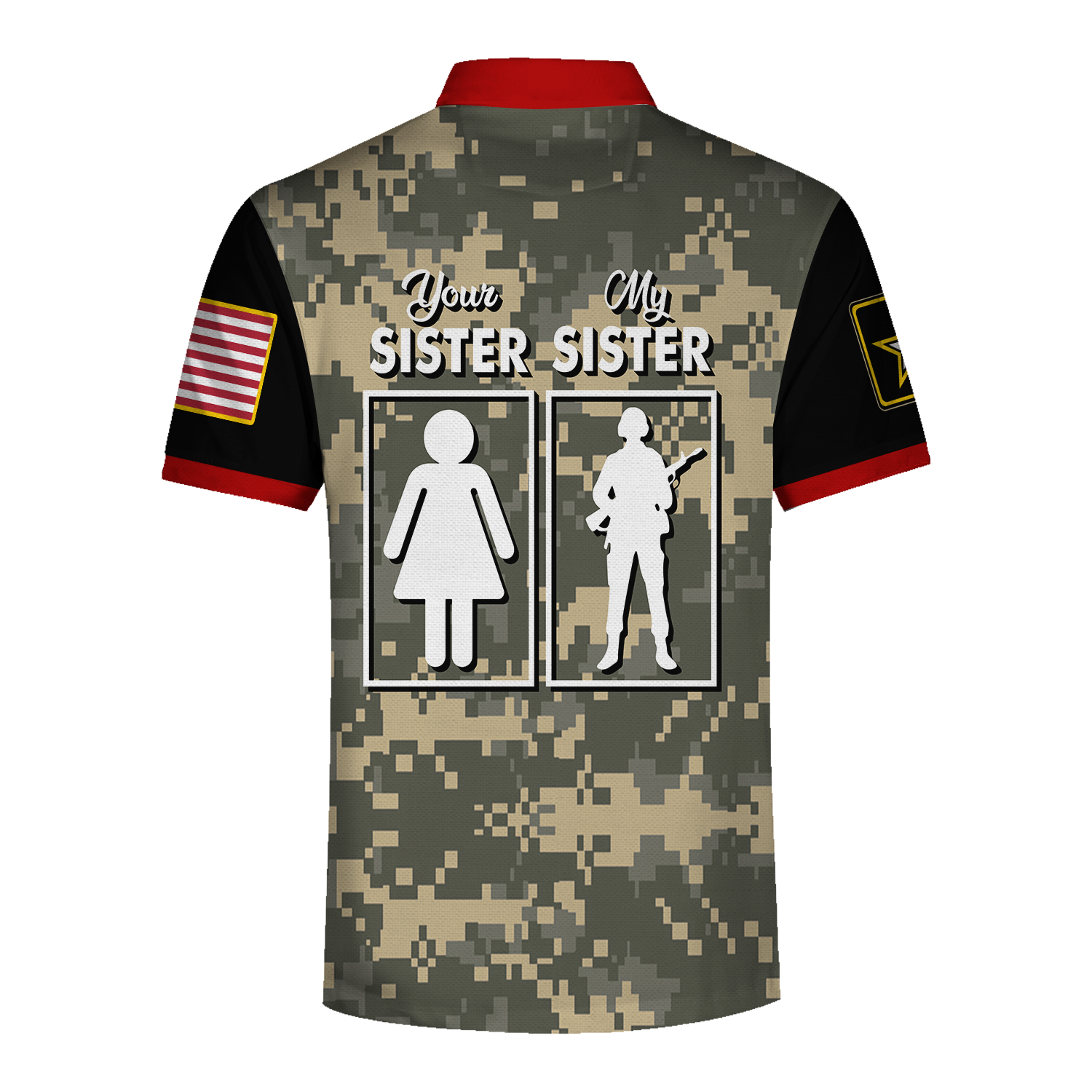 YMskins Polo Shirt US Army Uniform My Sister Is In Army Military WW1 3D Apparel