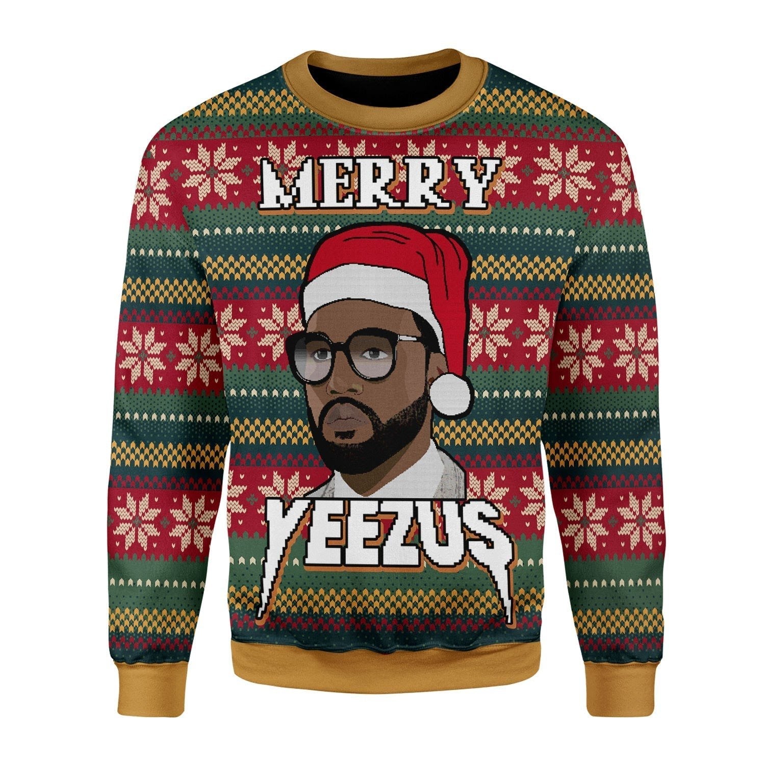 YMskins Christmas Sweater Merry Yeezus Meme 3D Apparel