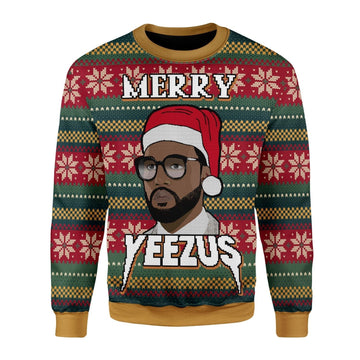 YMskins Christmas Sweater Merry Yeezus Meme 3D Apparel