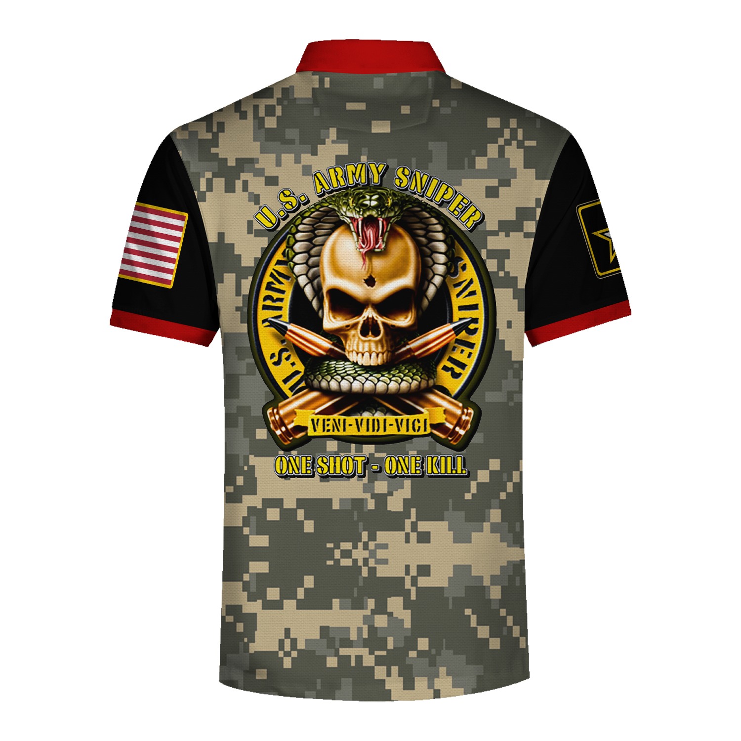 YMskins Polo Shirt US Army Sniper Original One Shot One Kill 3D Apparel