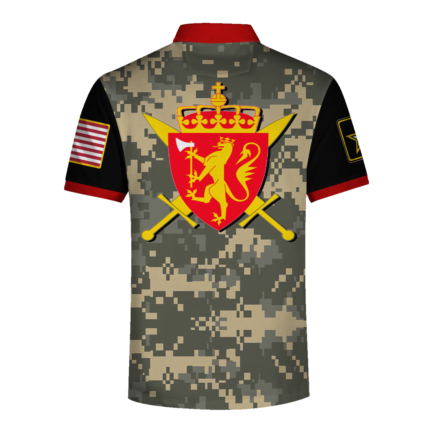 YMskins Polo Shirt US Army Lapel Pin Norwegian Army Special Forces Forsvarets 3D Apparel