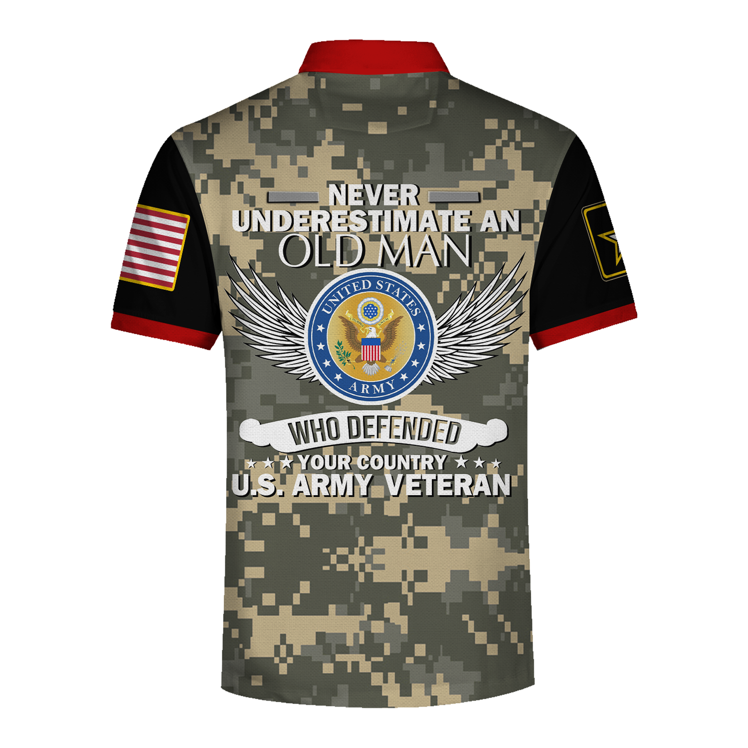 YMskins Polo Shirt US Army Never Underestimate An Old Man US Army Veteran 3D Apparel