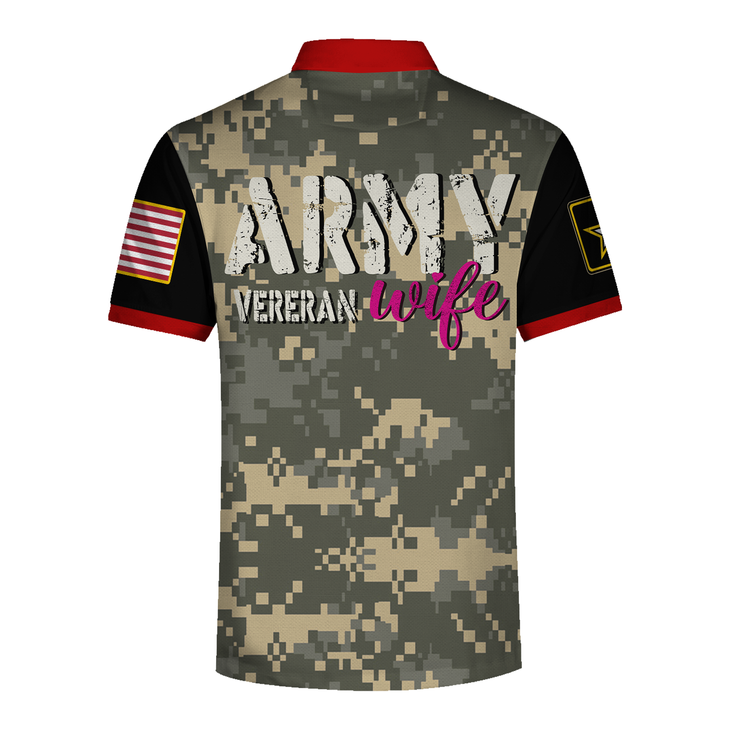 YMskins Polo Shirt US Army Veteran Wife 3D Apparel