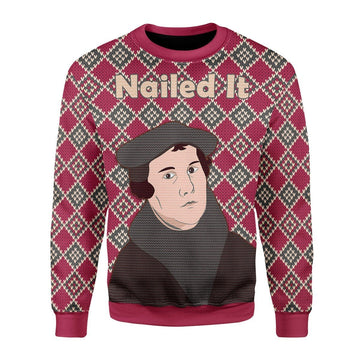 Gearhomies Christmas Unisex Sweater Martin Luther Ugly Christmas 3D Apparel
