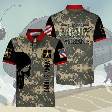 YMskins Polo Shirt 1St Army Veteran For Men United States Army Veteran 3D Apparel
