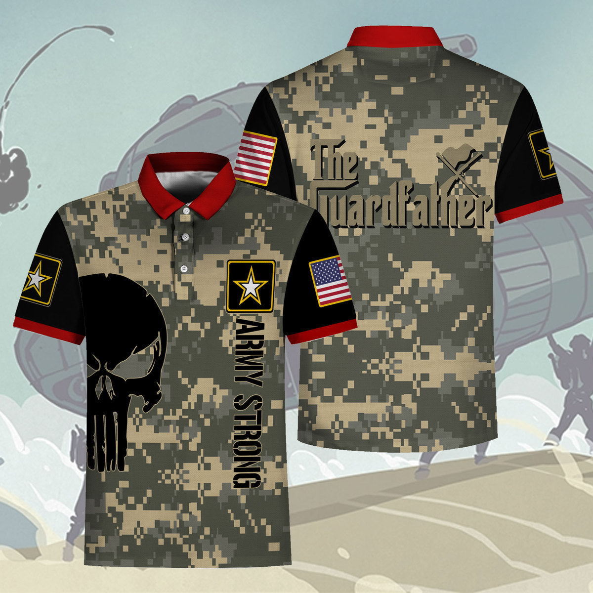 YMskins Polo Shirt US Army The Guardfather 3D Apparel