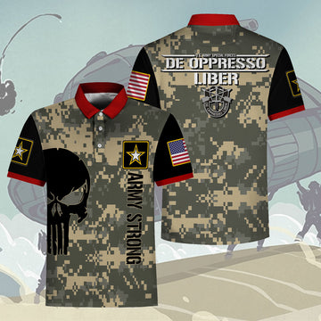 YMskins Polo Shirt US Army Specialist Forces De Oppresso Liber Army 3D Apparel