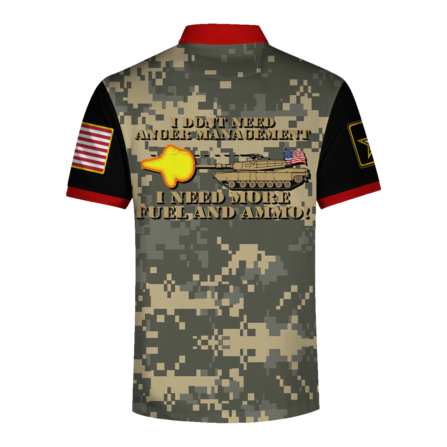 YMskins Polo Shirt US Army Vehicles M1 Abrams Tank Gift Patriotic American Flag 3D Apparel
