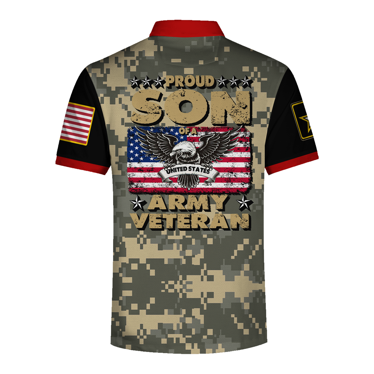 YMskins Polo Shirt US Army Unit Patches Proud Son Of Us Army Veteran Patriotic 3D Apparel