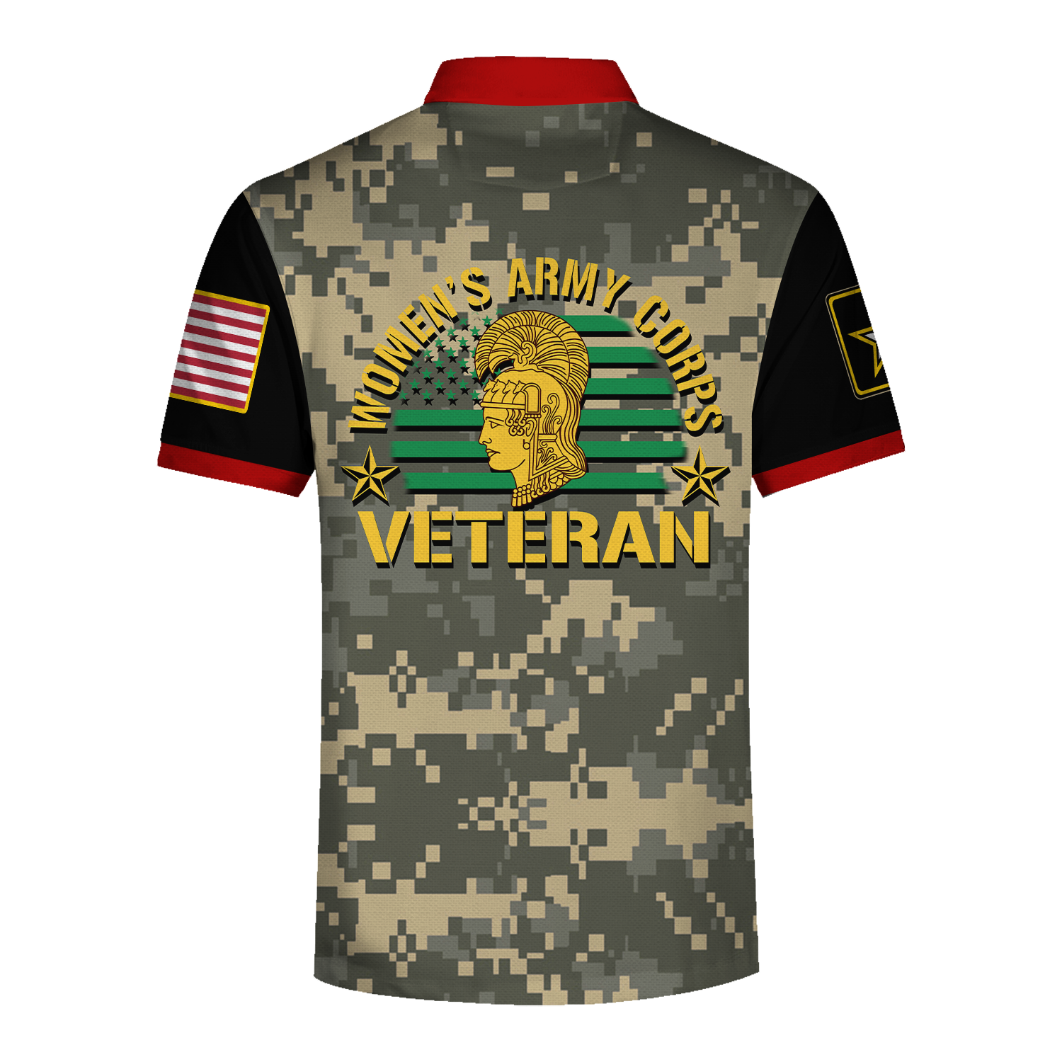 YMskins Polo Shirt US Army Military Flags Womens Army Corps Veteran 3D Apparel