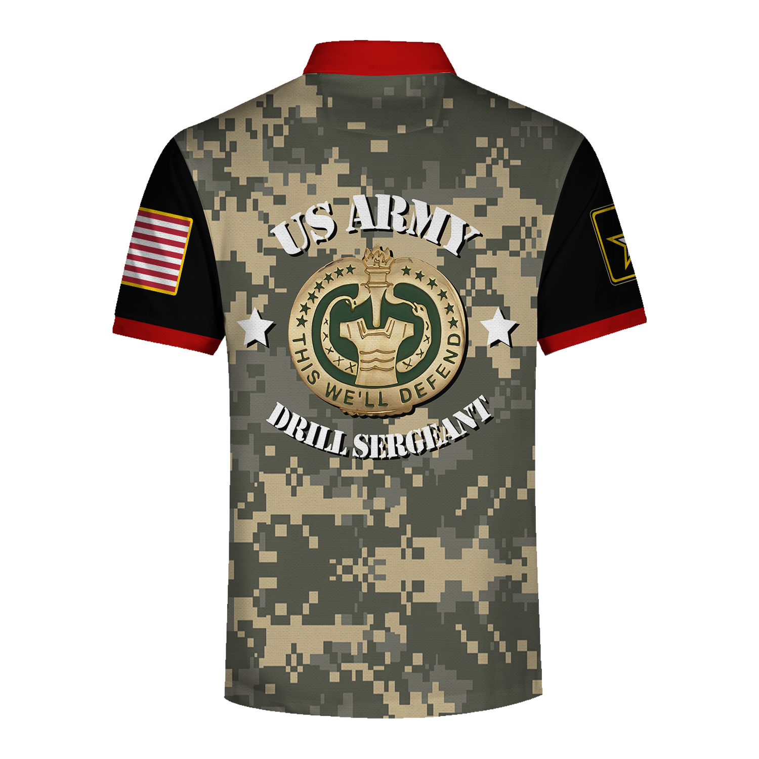 YMskins Polo Shirt WW1 Us Army Uniform Army Drill Sergeant Badge Shield Army 3D Apparel