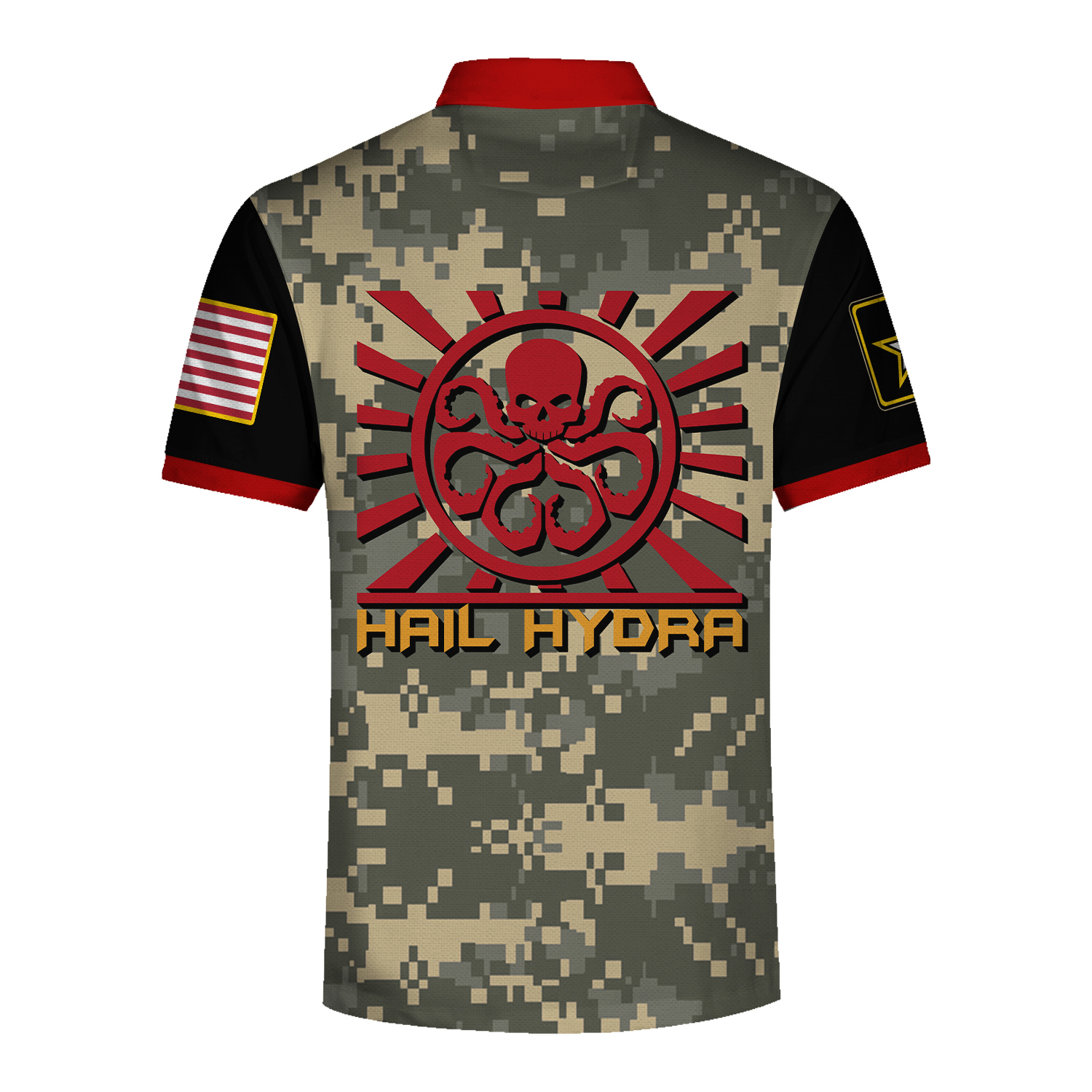 YMskins Polo Shirt US Army Signal Corps Marvel Hail Hydra Army Propaganda Graphic Army  3D Apparel