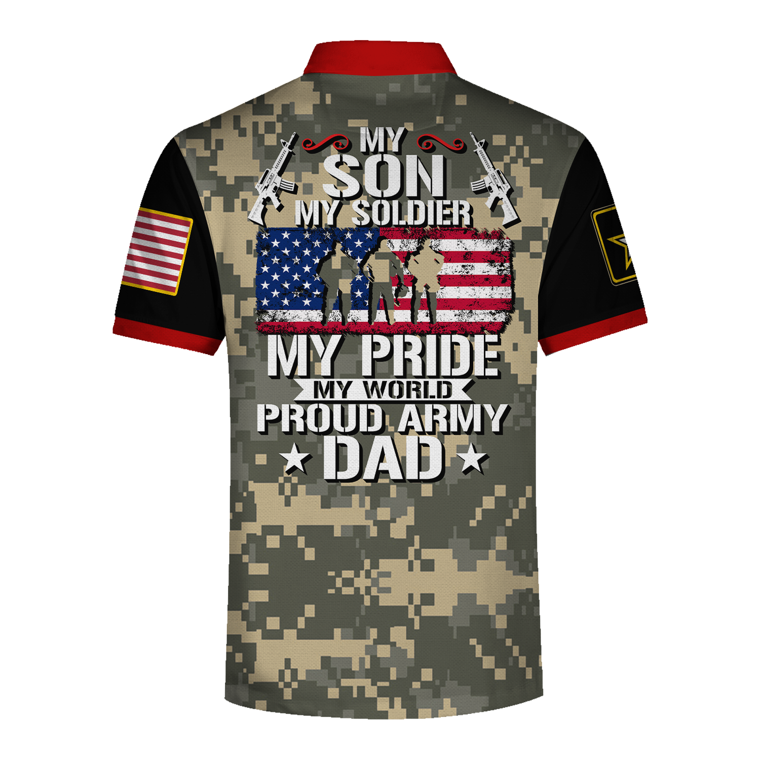 YMskins Polo Shirt US Army Soldiers Creed Proud Army Dad My Son My Soldier Hero 3D Apparel