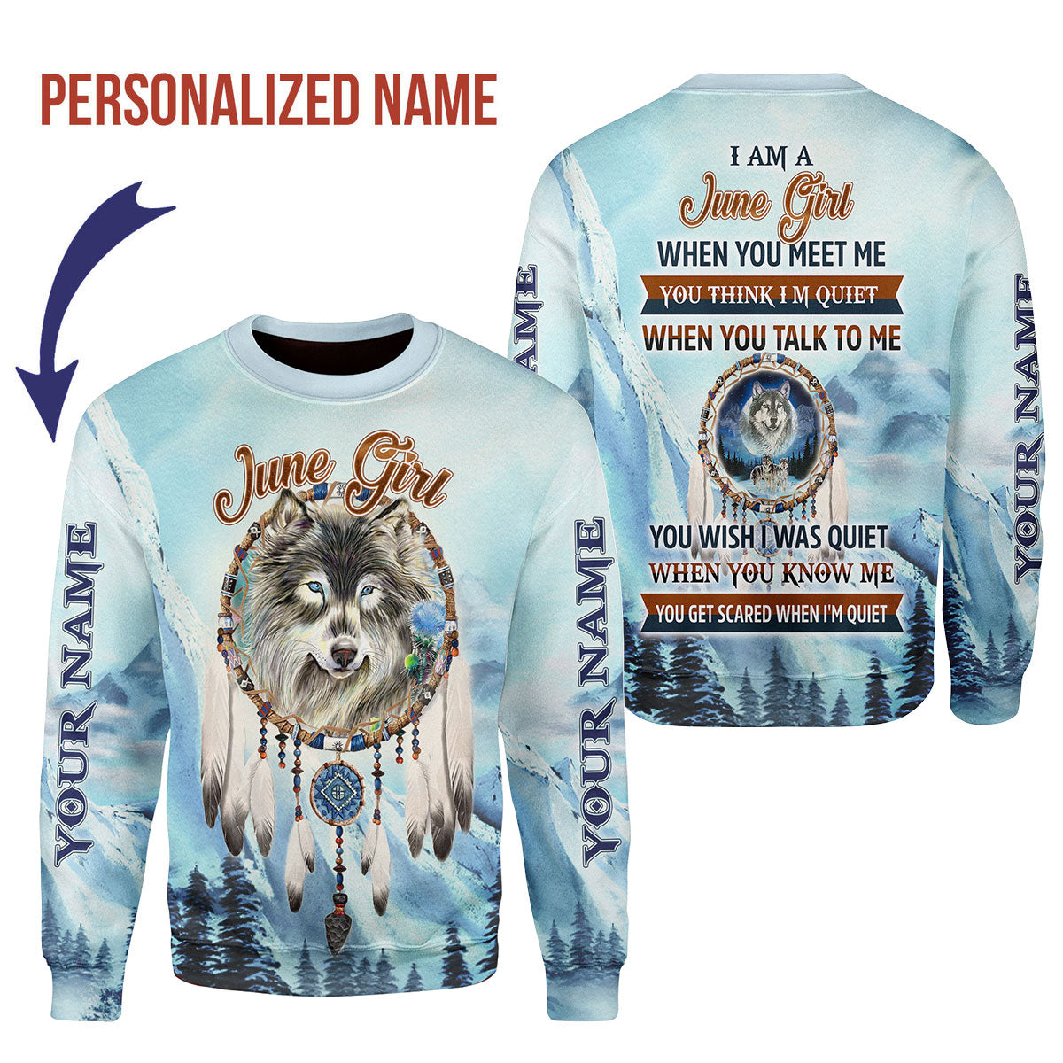 YMskins Personalized Ugly Sweater I Am A June Girl All Over Printed