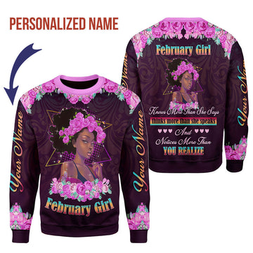 YMskins Personalized Ugly Sweater February Girl All Over Printed